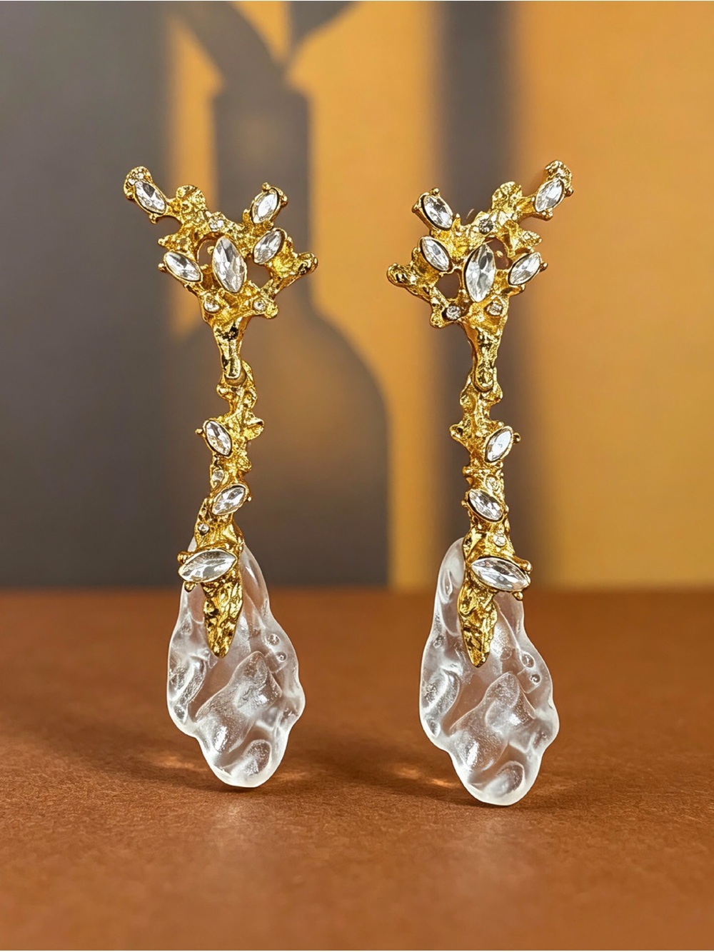 Alexis Bittar Gold with Clear Crystal Vine Drop Earrings - Picture 3 of 9